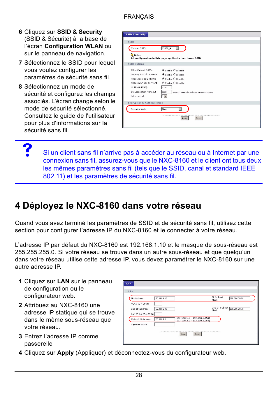 4 déployez le nxc-8160 dans votre réseau | ZyXEL Communications Network Device NXC-8160s User Manual | Page 29 / 67