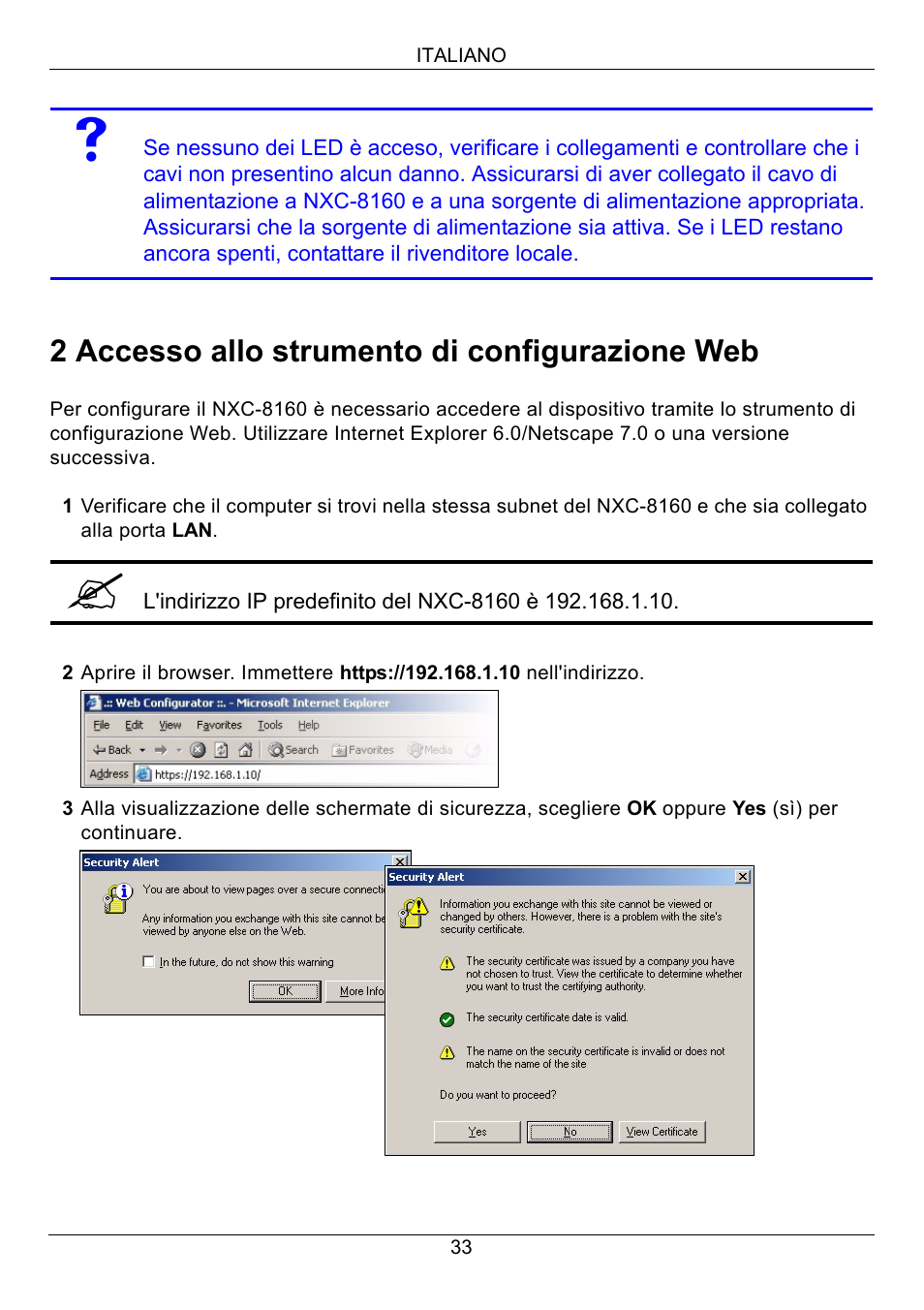2 accesso allo strumento di configurazione web | ZyXEL Communications Network Device NXC-8160s User Manual | Page 34 / 67