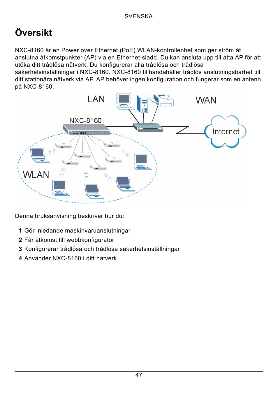 Svenska, Översikt | ZyXEL Communications Network Device NXC-8160s User Manual | Page 48 / 67