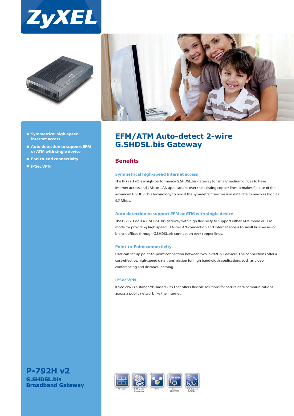 ZyXEL Communications P-792H v2 User Manual | 2 pages