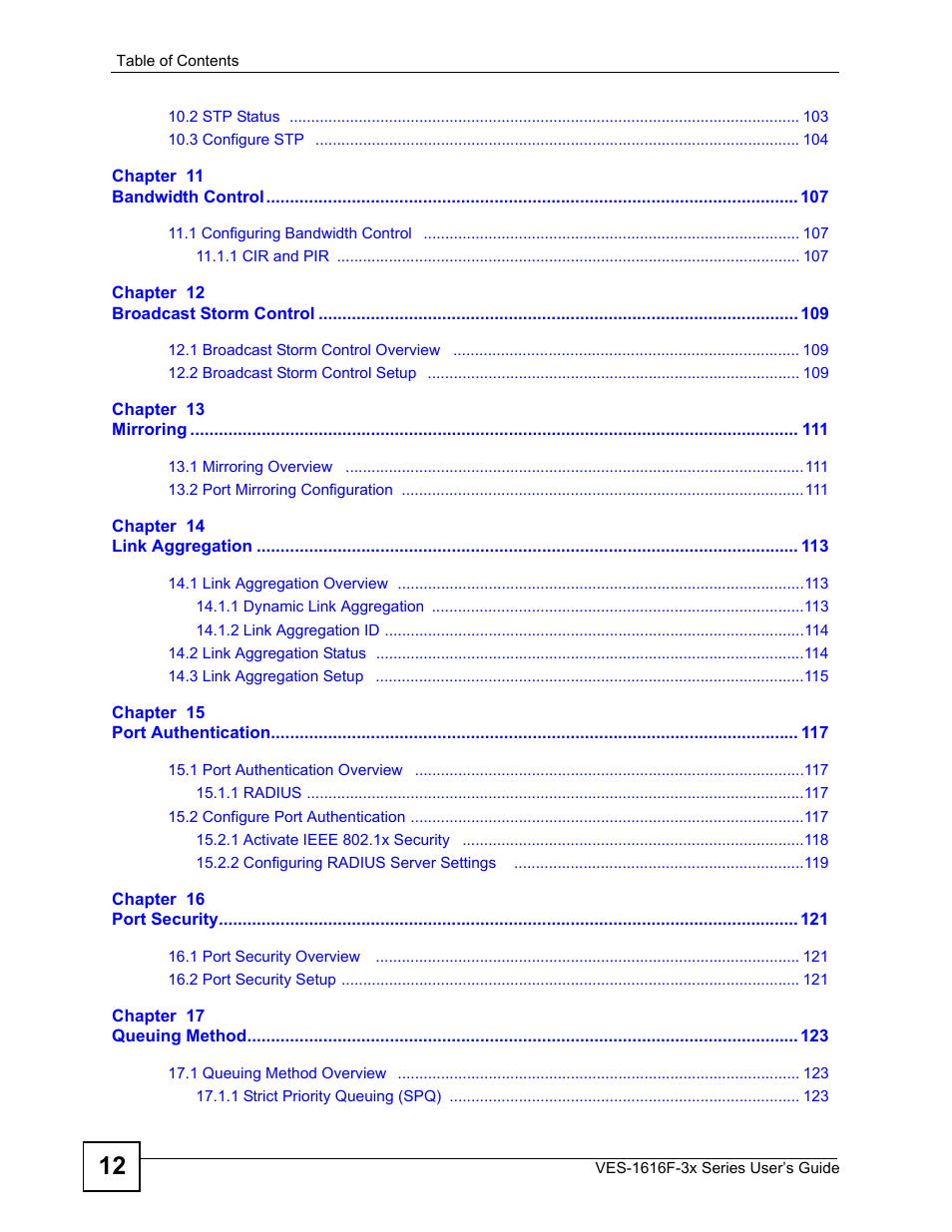 ZyXEL Communications VDSL SWITCH VES-1616F-3X User Manual | Page 12 / 310