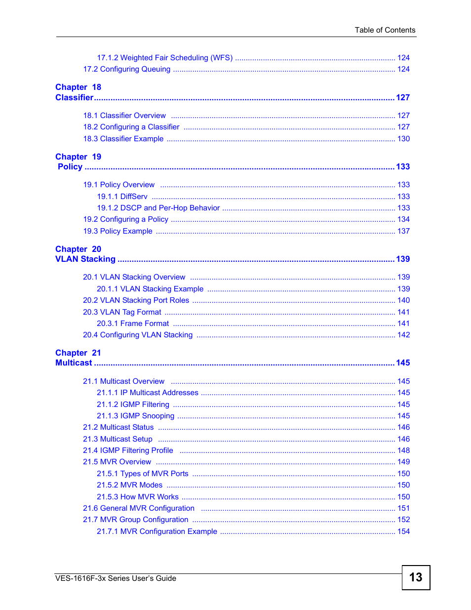 ZyXEL Communications VDSL SWITCH VES-1616F-3X User Manual | Page 13 / 310
