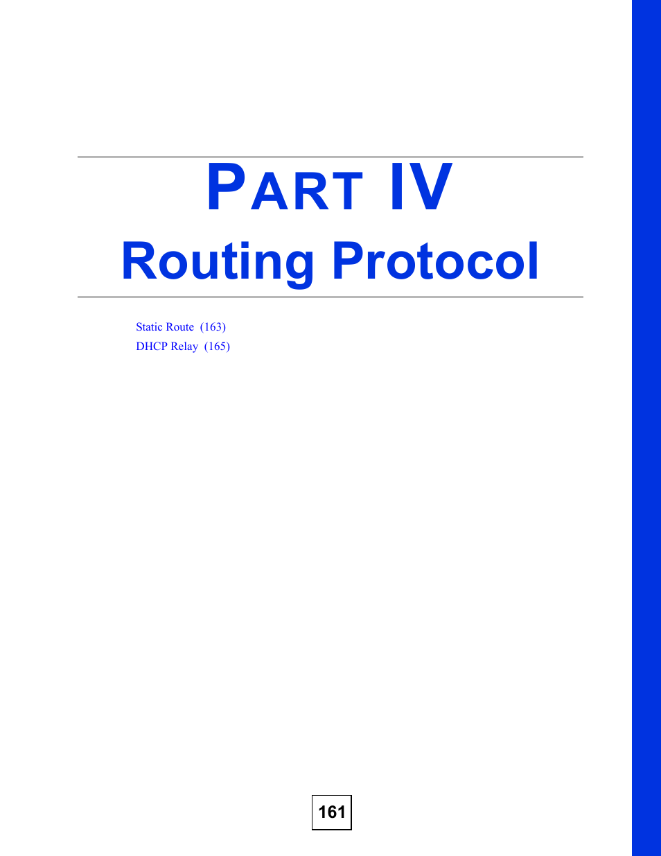 Routing protocol, Part iv: routing protocol | ZyXEL Communications VDSL SWITCH VES-1616F-3X User Manual | Page 161 / 310