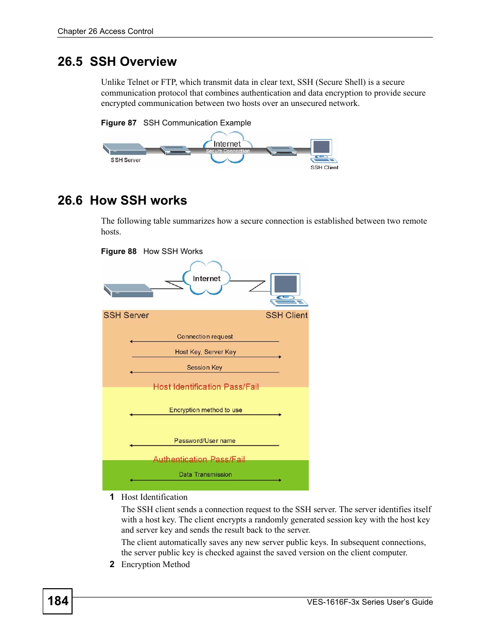 5 ssh overview, 6 how ssh works, 5 ssh overview 26.6 how ssh works | ZyXEL Communications VDSL SWITCH VES-1616F-3X User Manual | Page 184 / 310