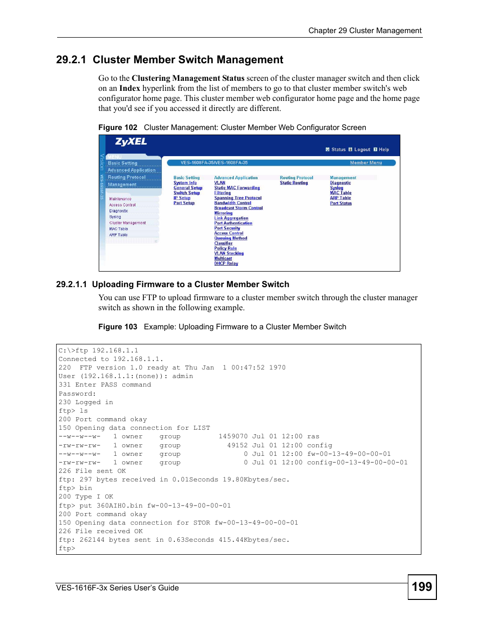 1 cluster member switch management | ZyXEL Communications VDSL SWITCH VES-1616F-3X User Manual | Page 199 / 310