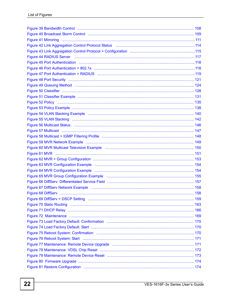 ZyXEL Communications VDSL SWITCH VES-1616F-3X User Manual | Page 22 / 310