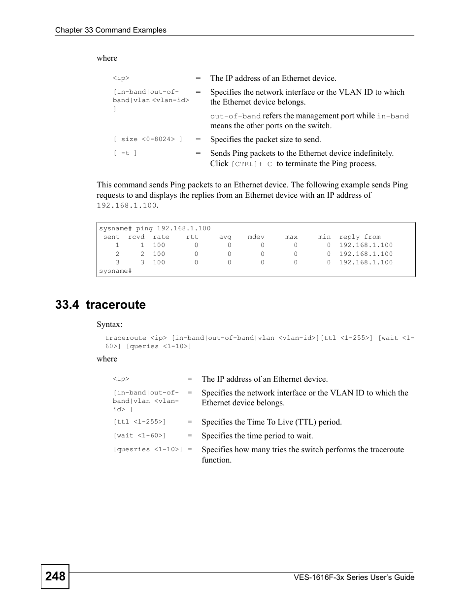 4 traceroute | ZyXEL Communications VDSL SWITCH VES-1616F-3X User Manual | Page 248 / 310
