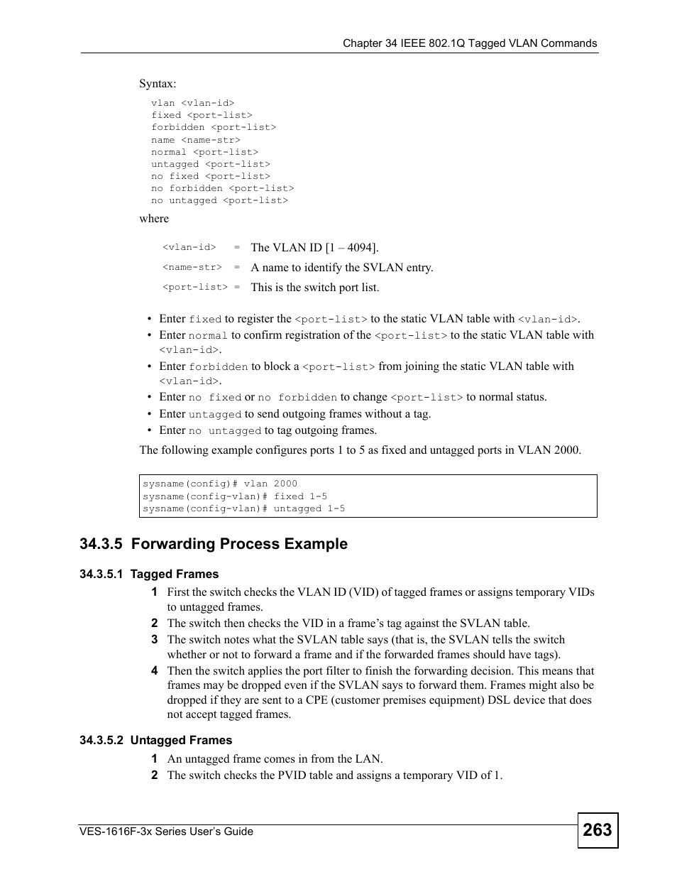 5 forwarding process example | ZyXEL Communications VDSL SWITCH VES-1616F-3X User Manual | Page 263 / 310