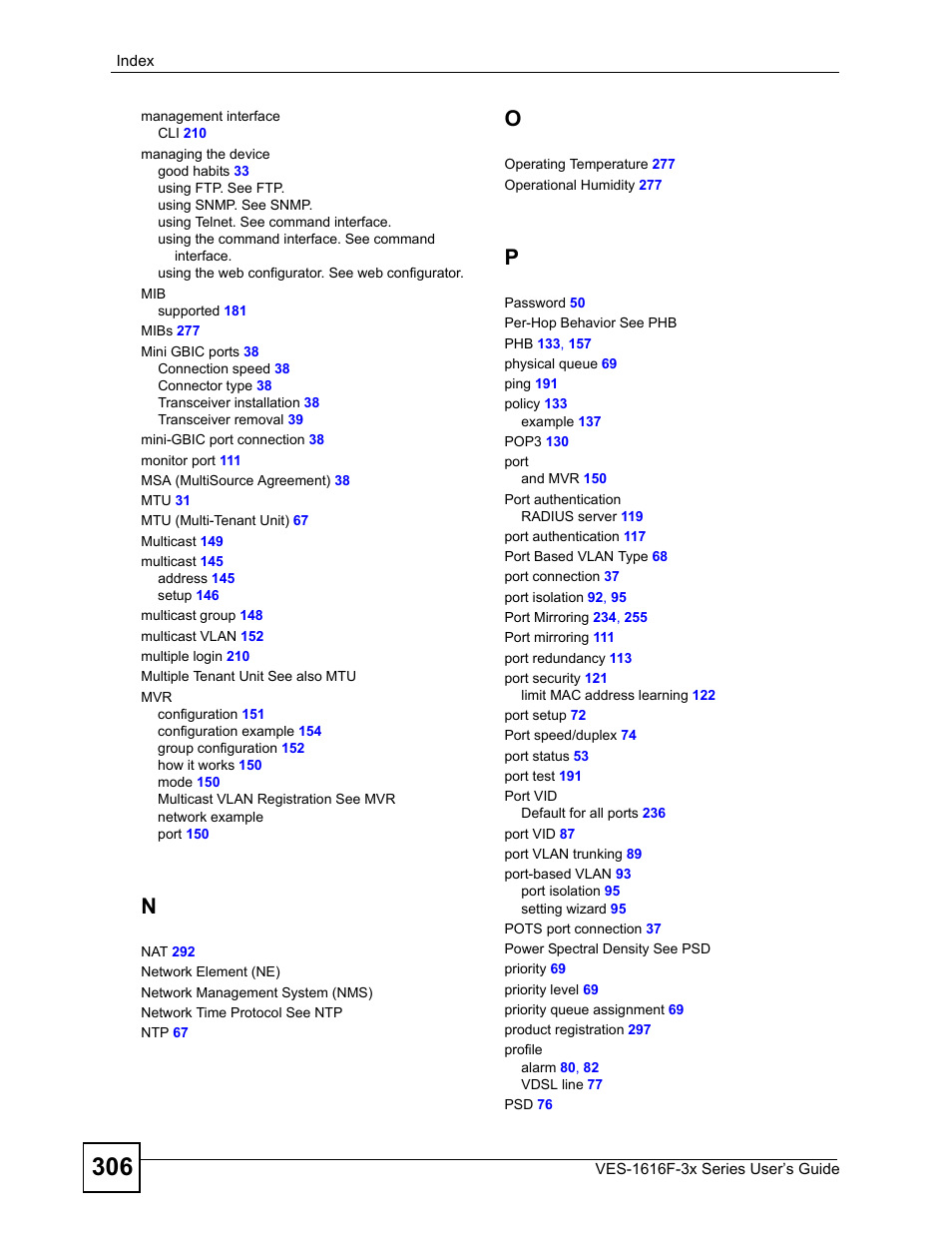 ZyXEL Communications VDSL SWITCH VES-1616F-3X User Manual | Page 306 / 310