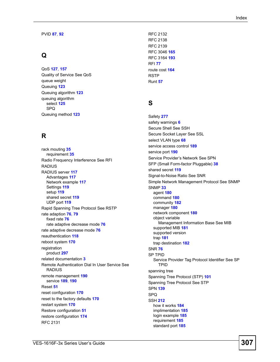 ZyXEL Communications VDSL SWITCH VES-1616F-3X User Manual | Page 307 / 310