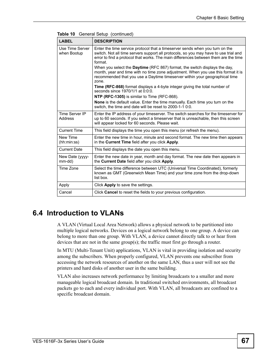 4 introduction to vlans, 67 6.4 introduction to vlans | ZyXEL Communications VDSL SWITCH VES-1616F-3X User Manual | Page 67 / 310