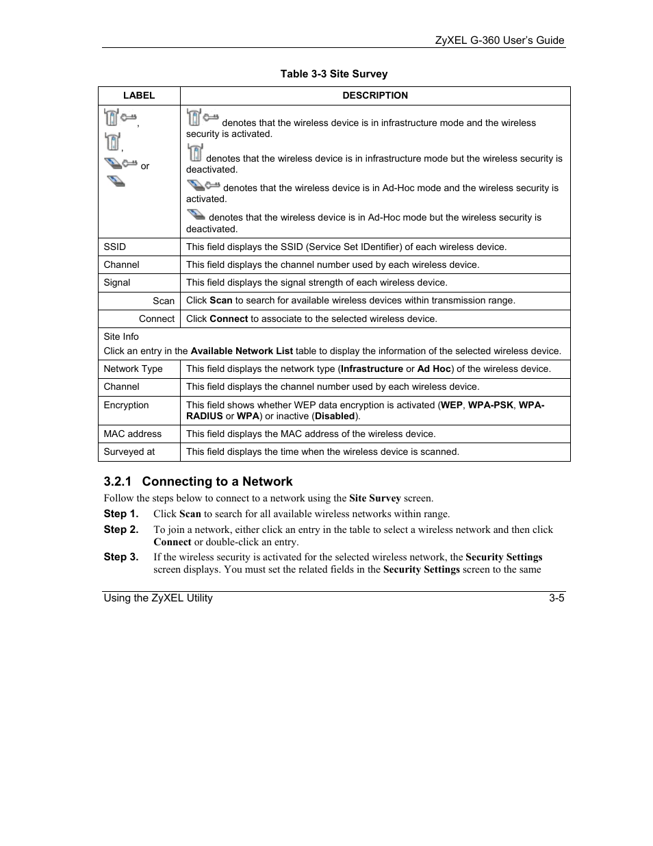 1 connecting to a network | ZyXEL Communications G-360 User Manual | Page 35 / 65