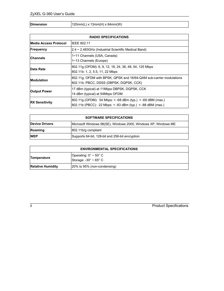 ZyXEL Communications G-360 User Manual | Page 60 / 65