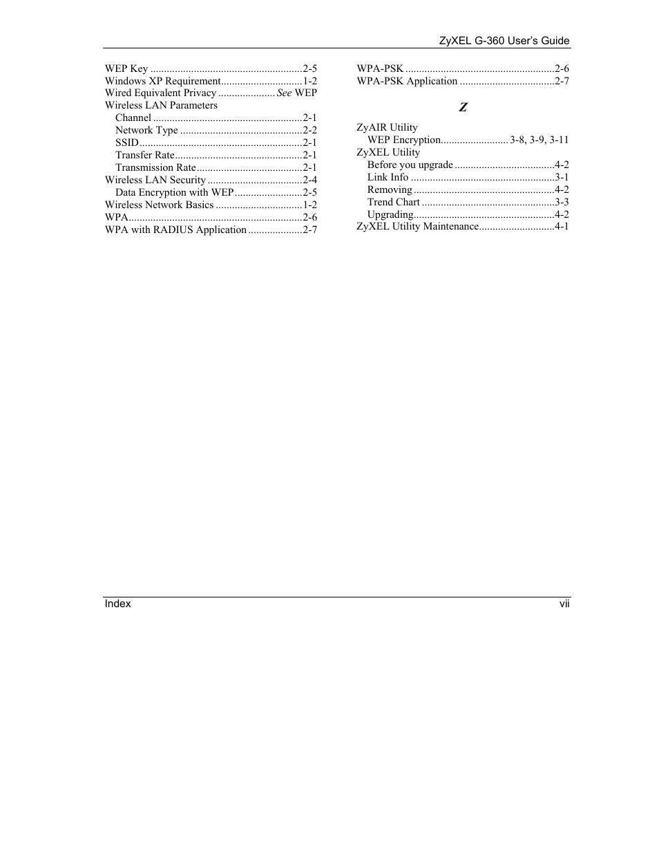 ZyXEL Communications G-360 User Manual | Page 65 / 65