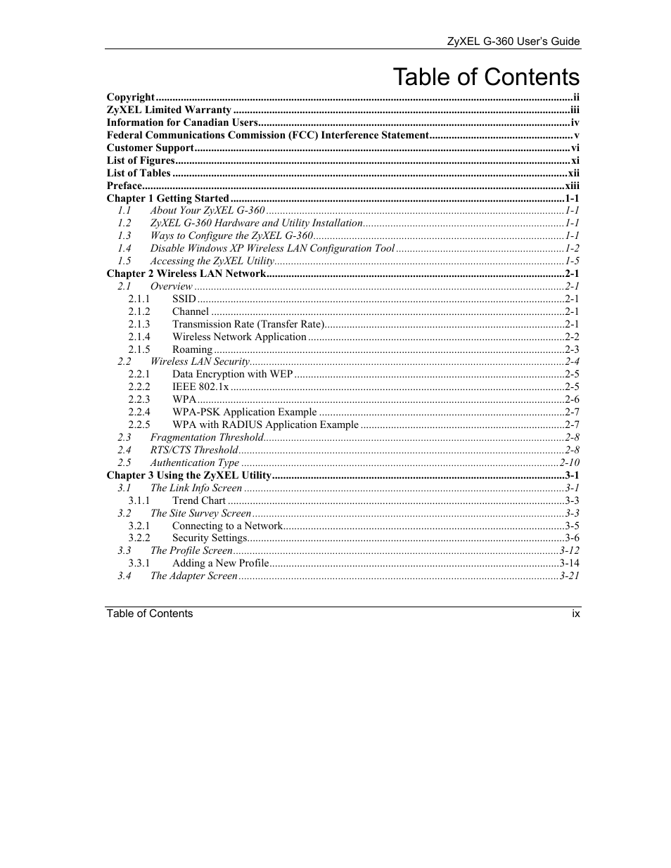 ZyXEL Communications G-360 User Manual | Page 9 / 65