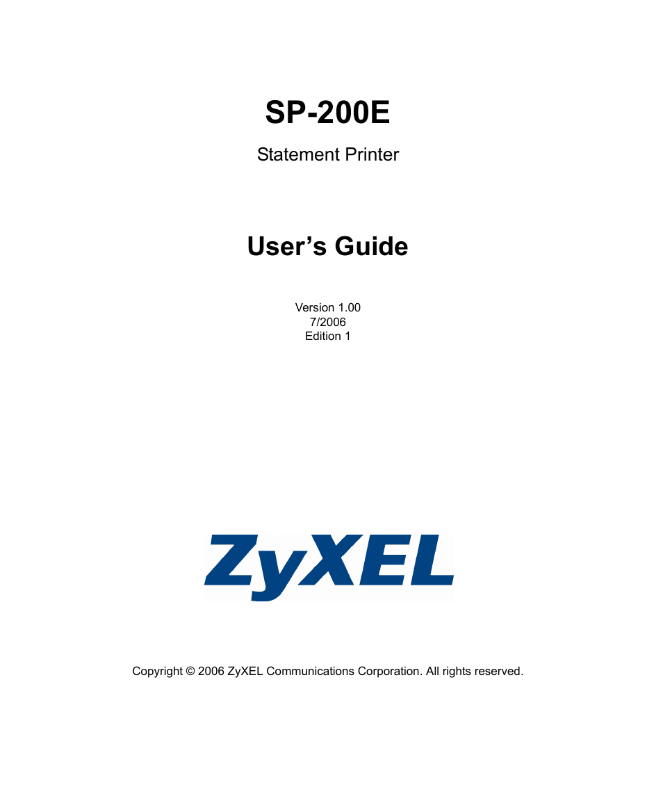 ZyXEL Communications SP-200E User Manual | 11 pages