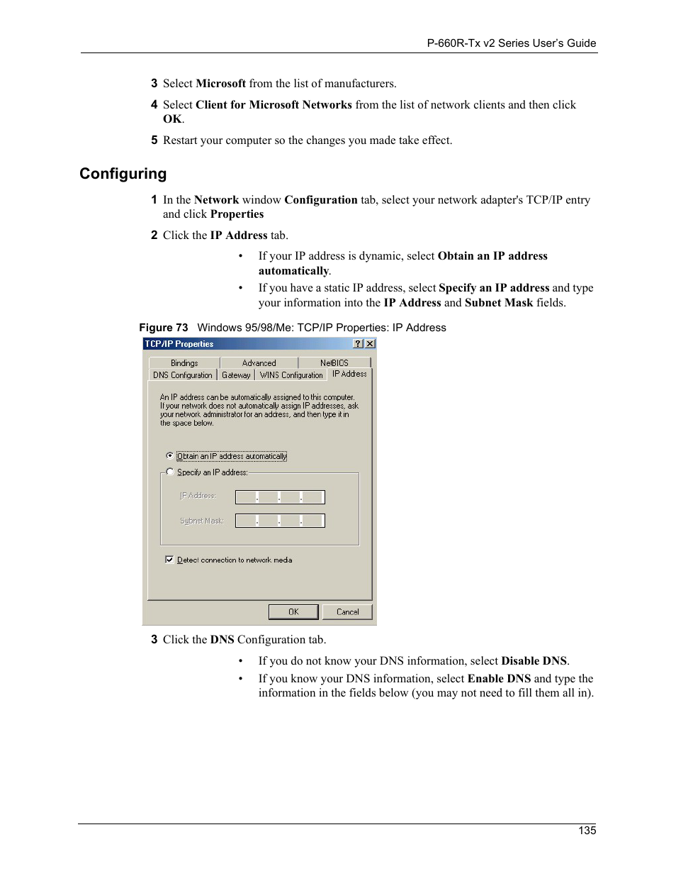 Configuring 135, Configuring | ZyXEL Communications P-660R-Tx v2 Series User Manual | Page 134 / 175