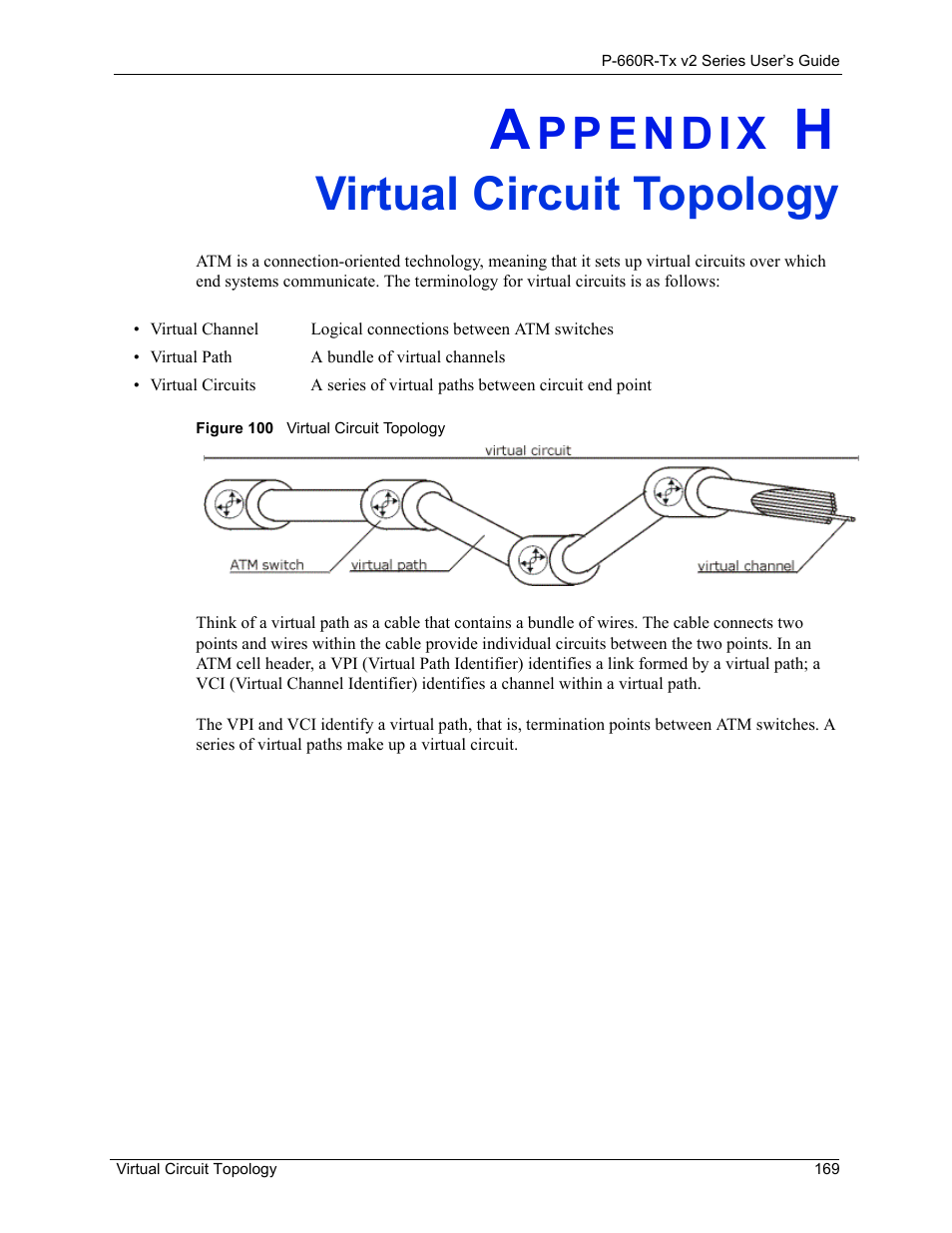 Virtual circuit topology, 169 virtual circuit topology1, Figure 100virtual circuit topology 169 | ZyXEL Communications P-660R-Tx v2 Series User Manual | Page 168 / 175