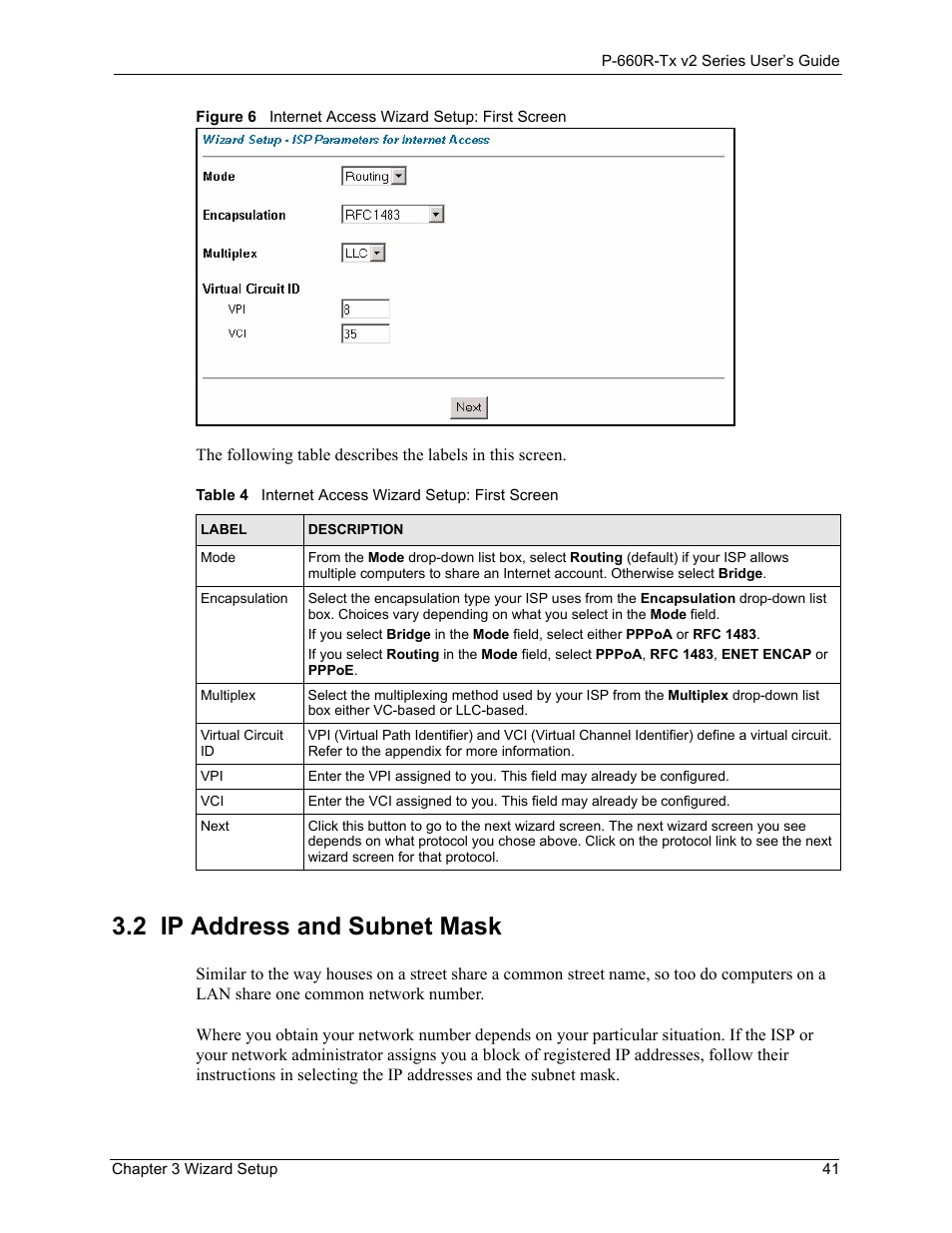 2 ip address and subnet mask, Ip address and subnet mask 41 | ZyXEL Communications P-660R-Tx v2 Series User Manual | Page 40 / 175