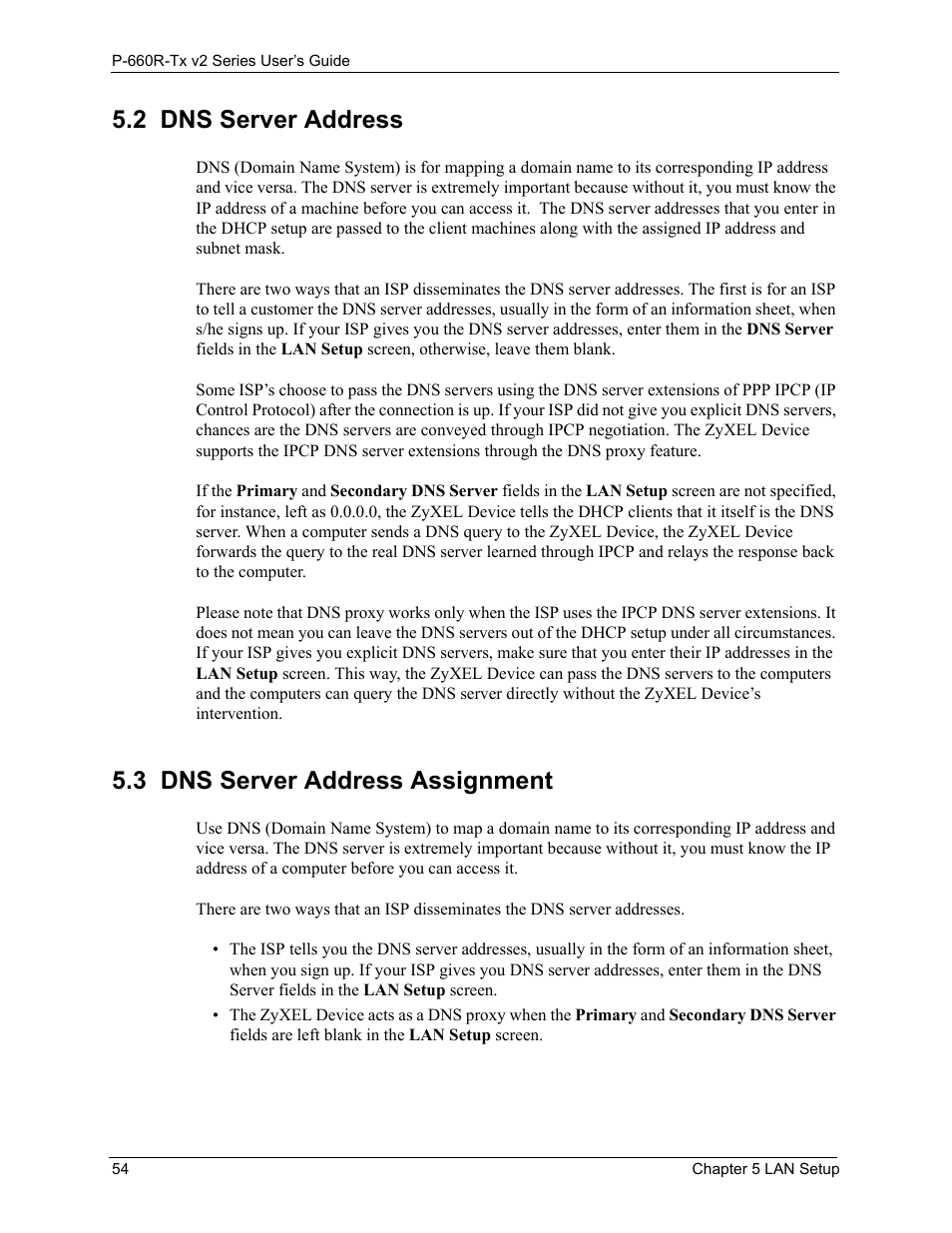 2 dns server address, 3 dns server address assignment | ZyXEL Communications P-660R-Tx v2 Series User Manual | Page 53 / 175