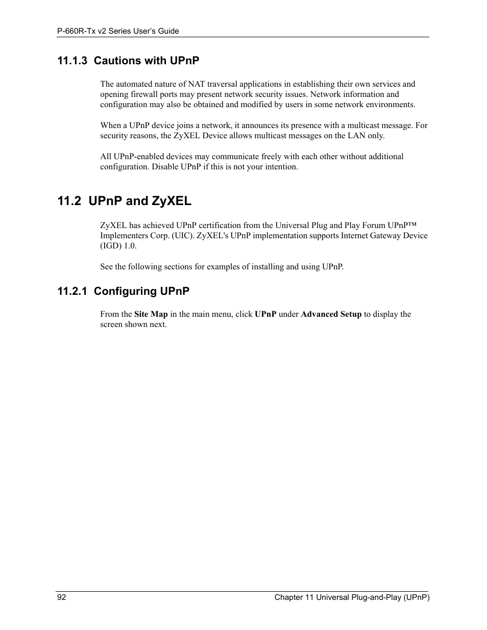 3 cautions with upnp, 2 upnp and zyxel, 1 configuring upnp | Cautions with upnp 92, Upnp and zyxel 92, Configuring upnp 92 | ZyXEL Communications P-660R-Tx v2 Series User Manual | Page 91 / 175
