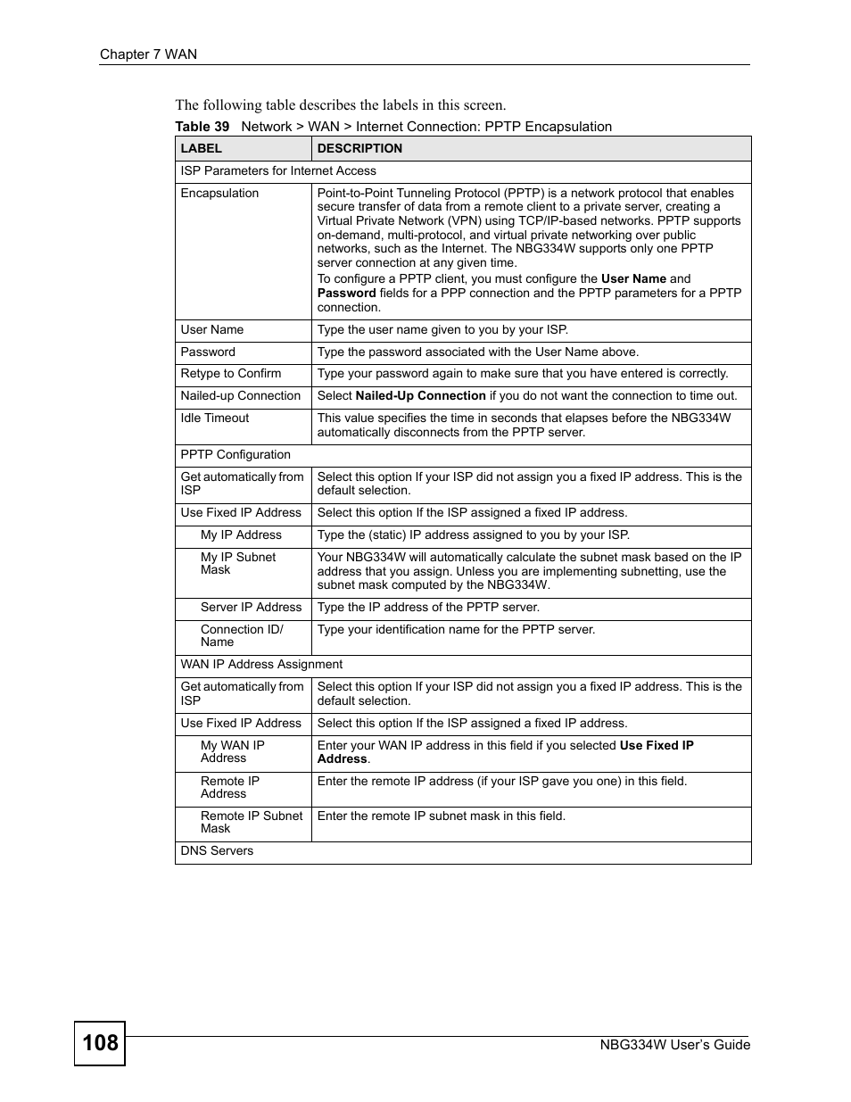 ZyXEL Communications NBG334W User Manual | Page 108 / 296