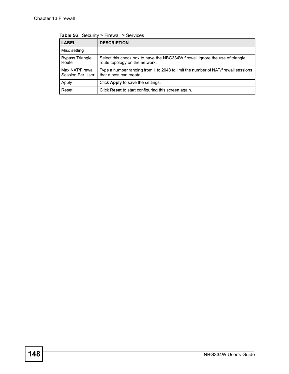 ZyXEL Communications NBG334W User Manual | Page 148 / 296