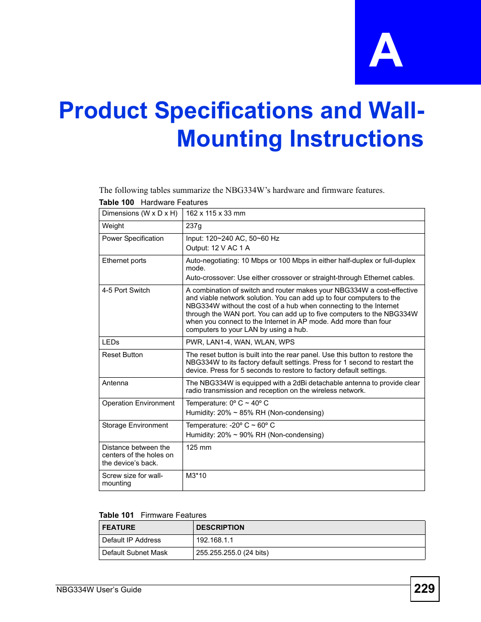 ZyXEL Communications NBG334W User Manual | Page 229 / 296