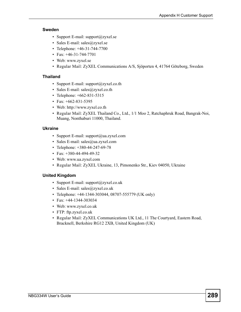 ZyXEL Communications NBG334W User Manual | Page 289 / 296