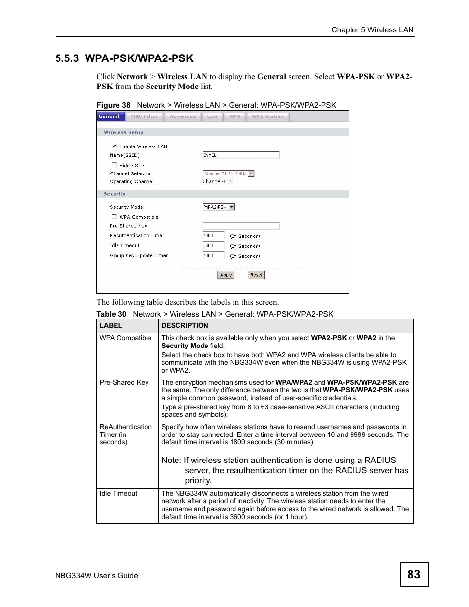 3 wpa-psk/wpa2-psk | ZyXEL Communications NBG334W User Manual | Page 83 / 296