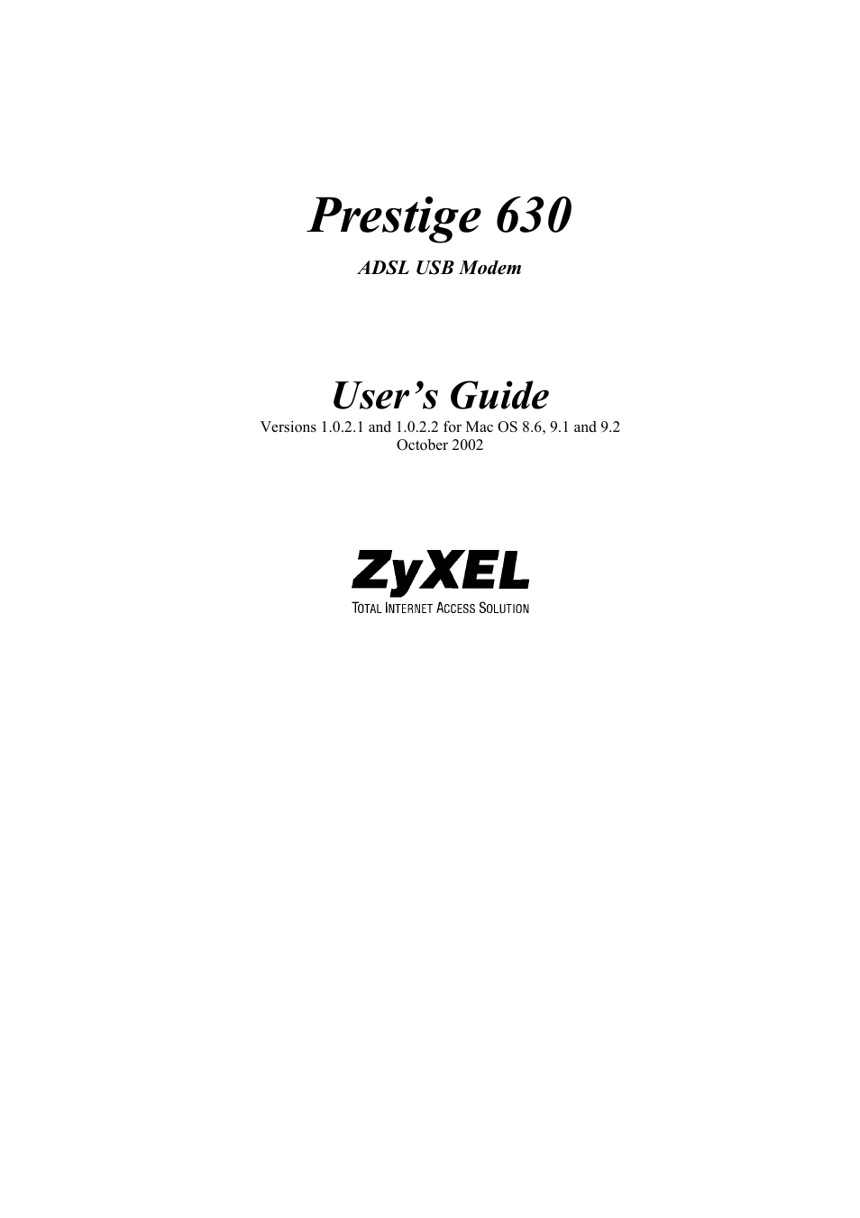 ZyXEL Communications 630 User Manual | 38 pages