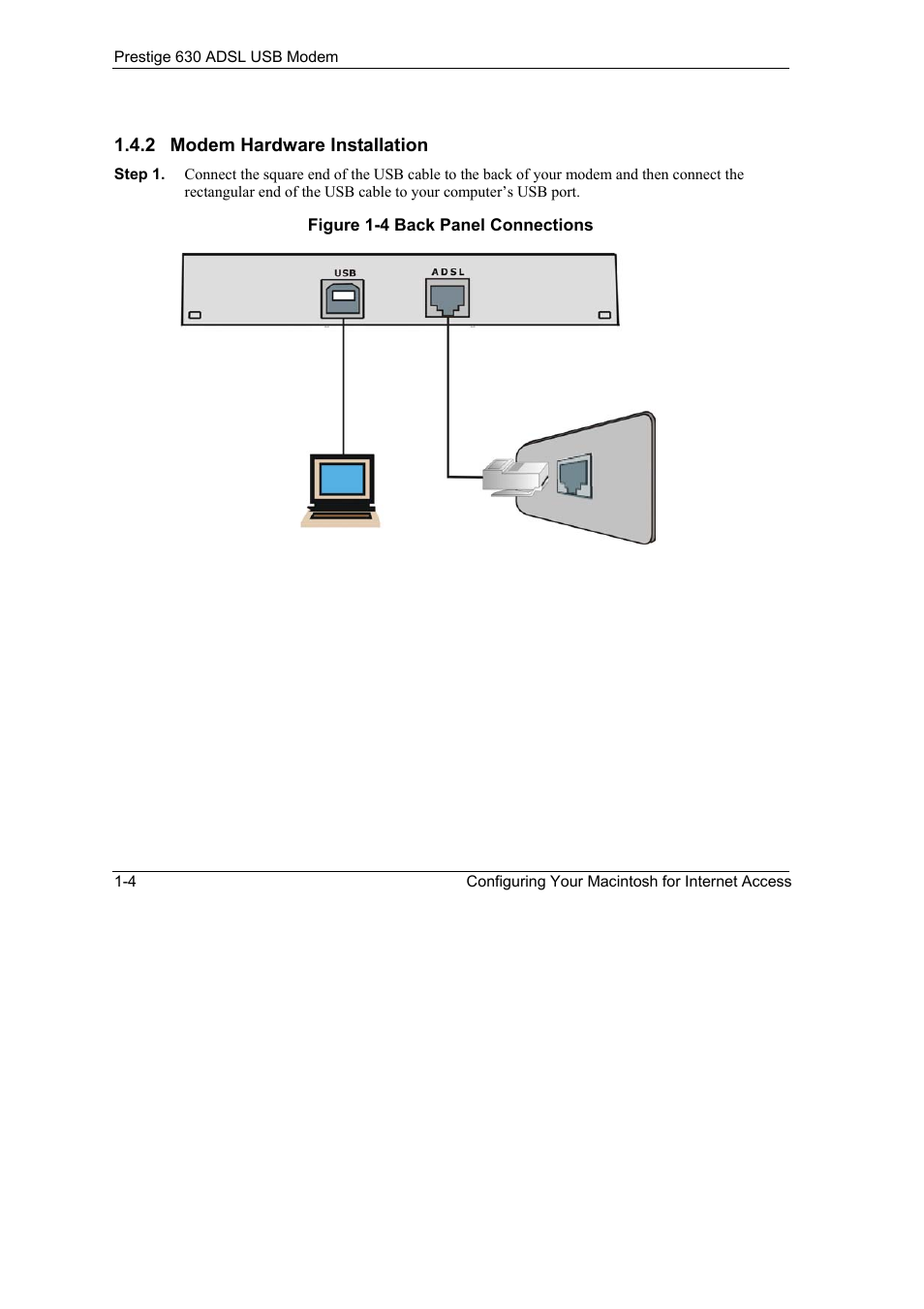 Figure 1-4 back panel connections -4 | ZyXEL Communications 630 User Manual | Page 16 / 38