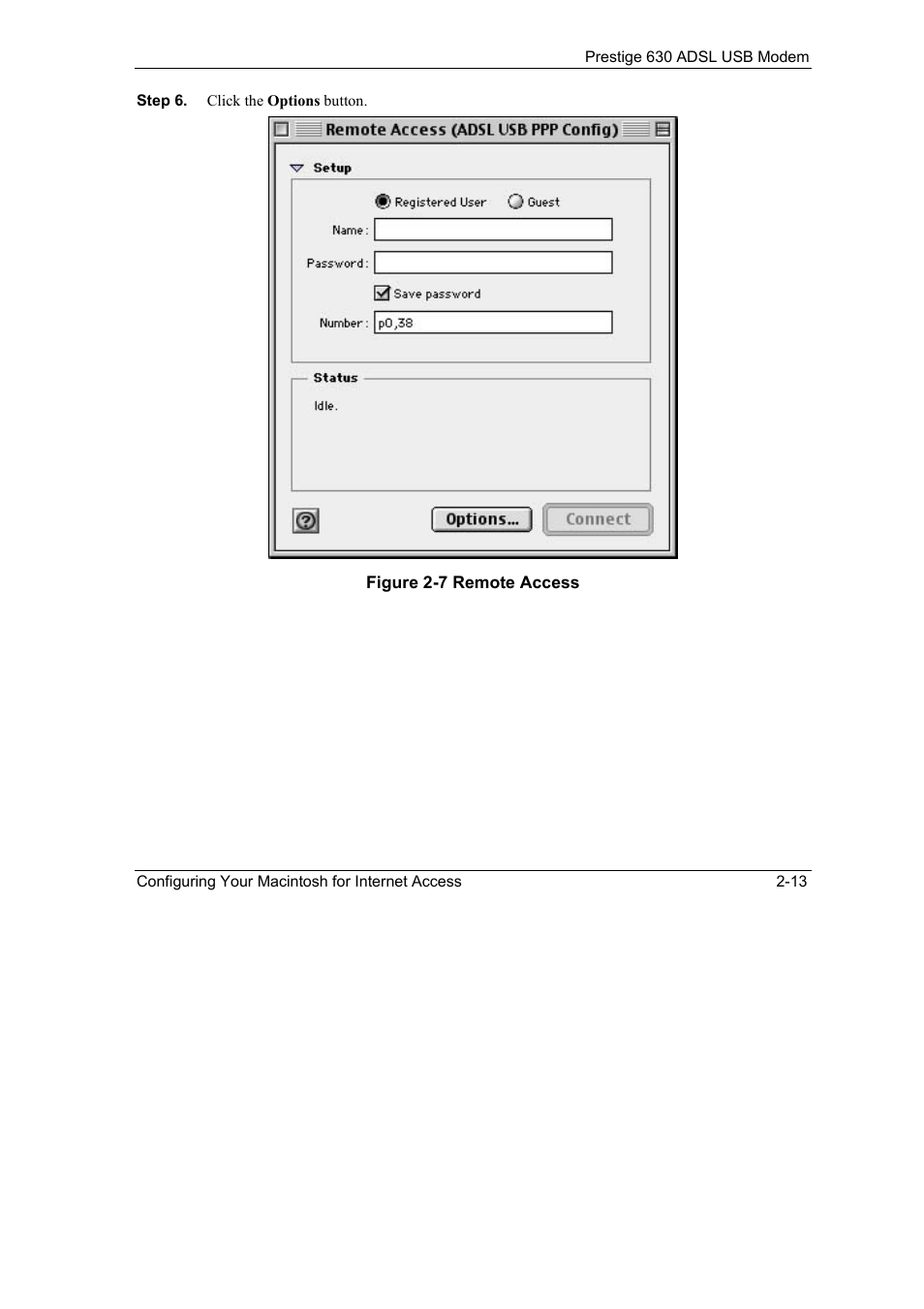Figure 2-7 remote access -13 | ZyXEL Communications 630 User Manual | Page 25 / 38