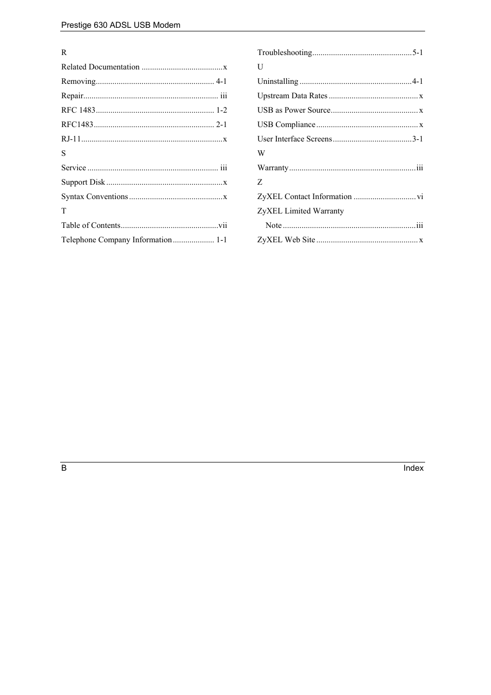 ZyXEL Communications 630 User Manual | Page 38 / 38