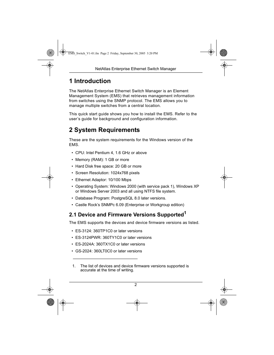1 introduction, 2 system requirements, 1 device and firmware versions supported | ZyXEL Communications ZyXEL Dimension ES-2024A User Manual | Page 2 / 9