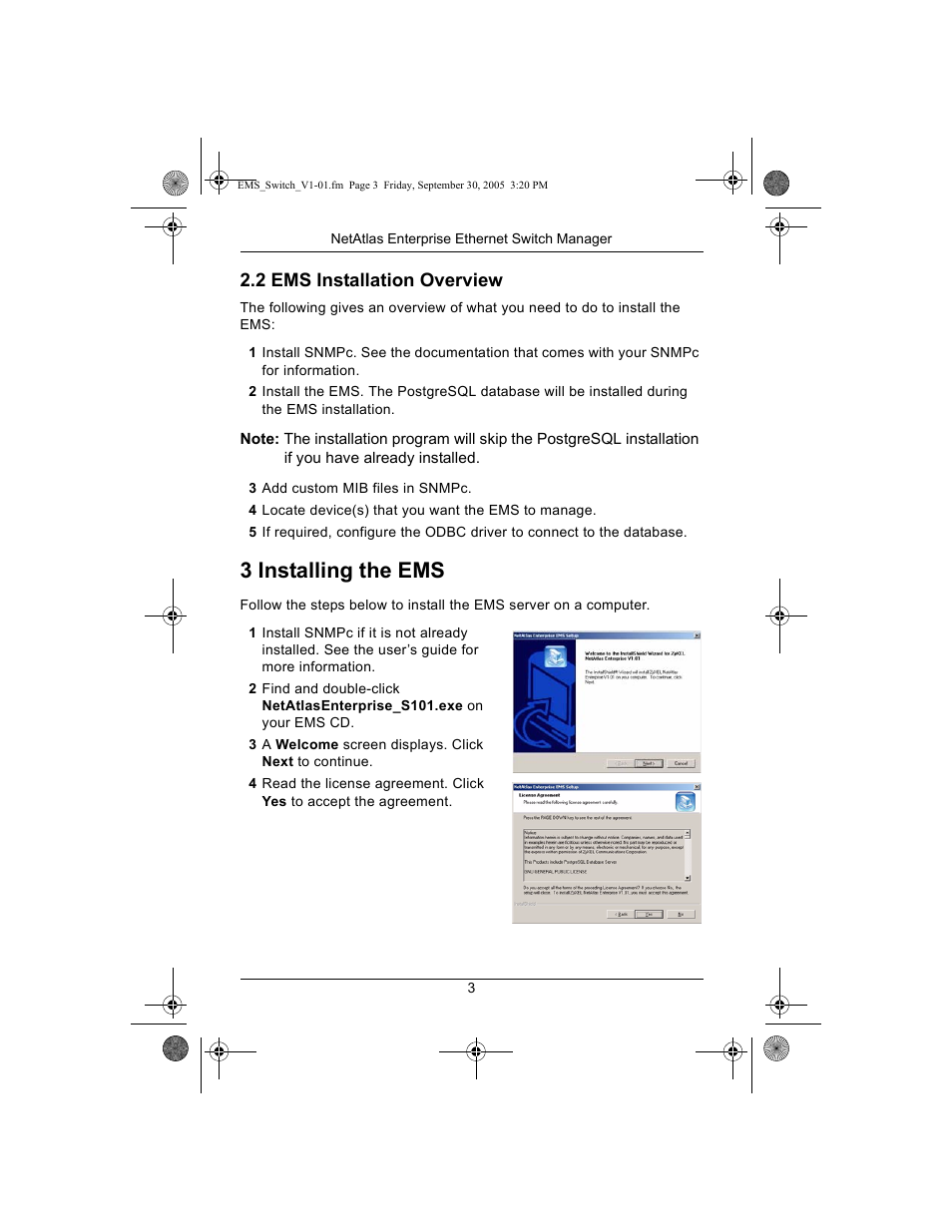 2 ems installation overview, 3 add custom mib files in snmpc, 4 locate device(s) that you want the ems to manage | 3 installing the ems | ZyXEL Communications ZyXEL Dimension ES-2024A User Manual | Page 3 / 9