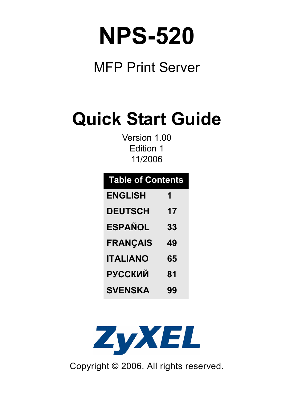 ZyXEL Communications NPS-520 User Manual | 115 pages