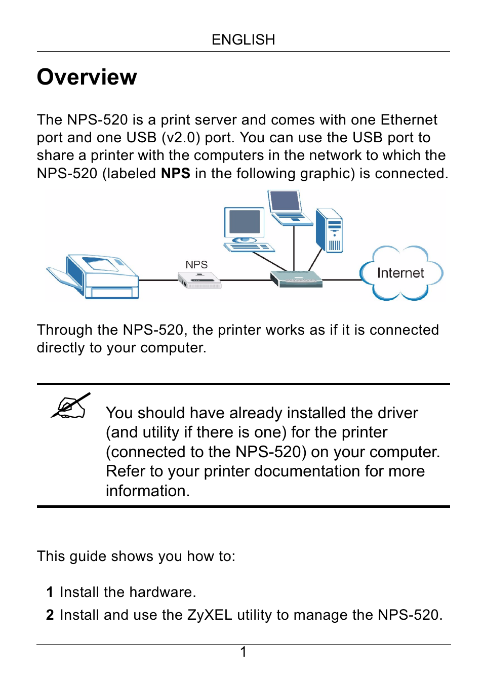 English, Overview | ZyXEL Communications NPS-520 User Manual | Page 2 / 115