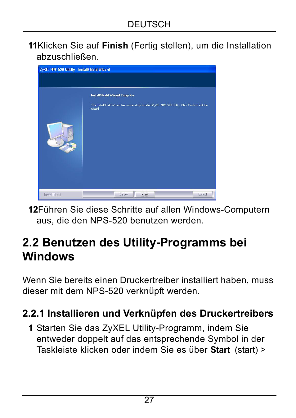2 benutzen des utility-programms bei windows | ZyXEL Communications NPS-520 User Manual | Page 28 / 115