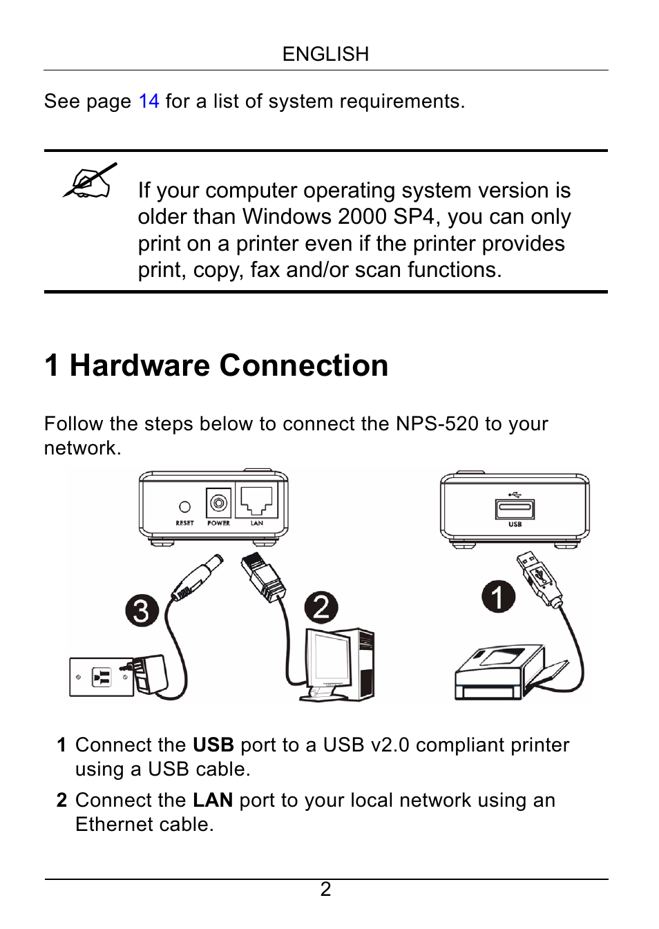 1 hardware connection | ZyXEL Communications NPS-520 User Manual | Page 3 / 115