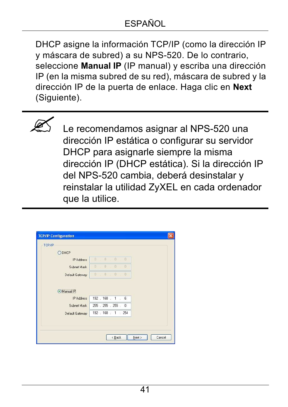 ZyXEL Communications NPS-520 User Manual | Page 42 / 115