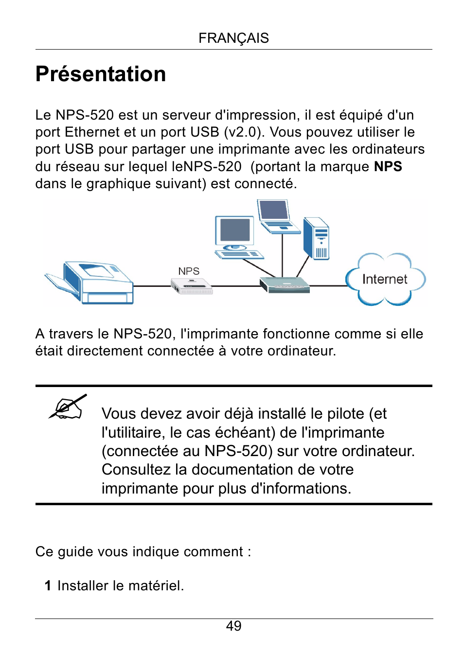 Français, Présentation | ZyXEL Communications NPS-520 User Manual | Page 50 / 115