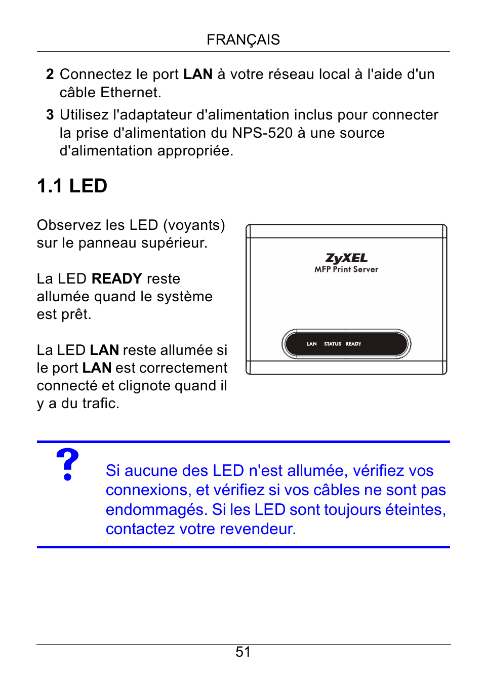 1 led | ZyXEL Communications NPS-520 User Manual | Page 52 / 115