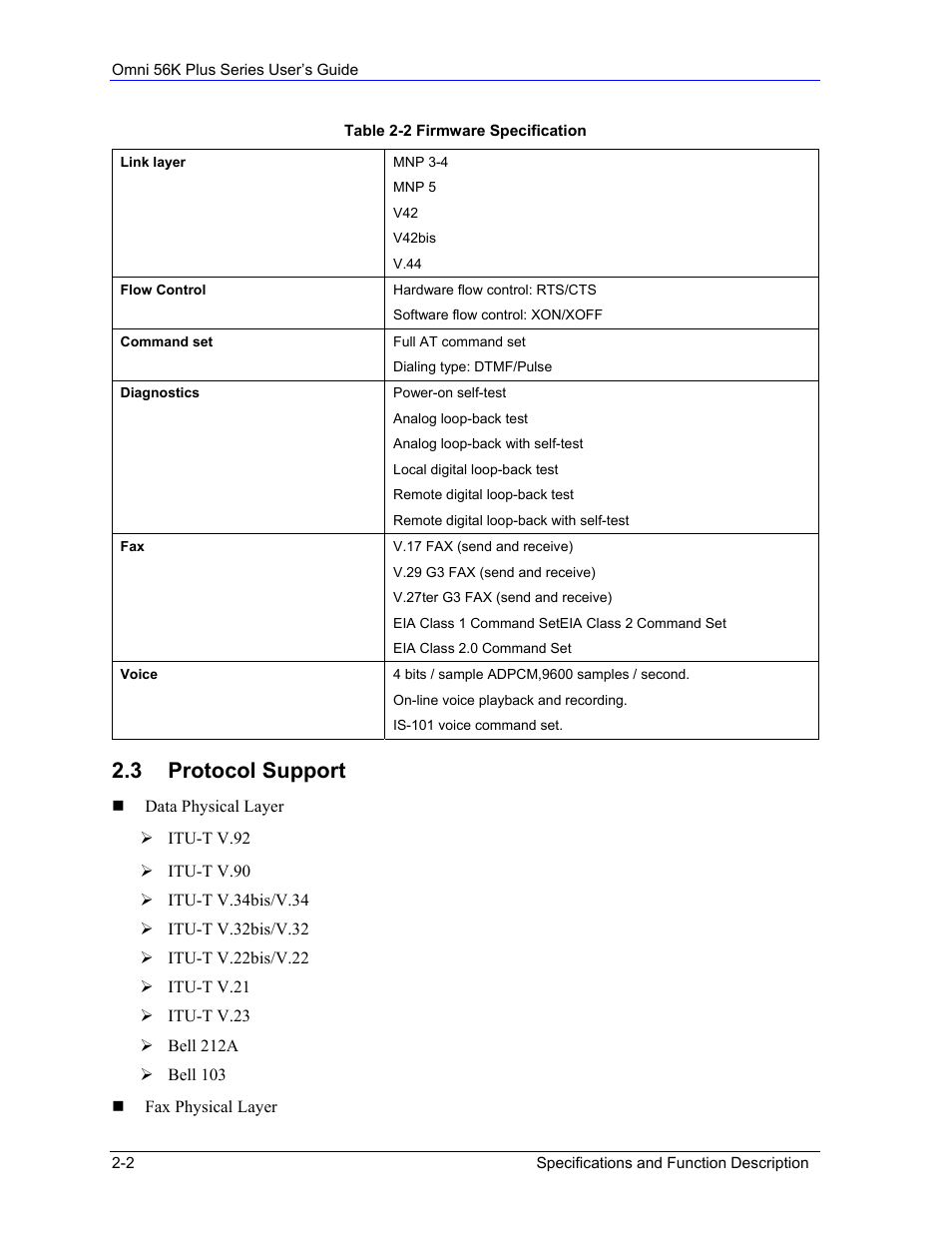 Protocol support, 3 protocol support | ZyXEL Communications 56K Plus Series User Manual | Page 14 / 66