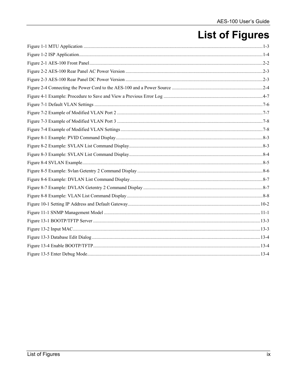 List of figures | ZyXEL Communications AES-100 User Manual | Page 9 / 90