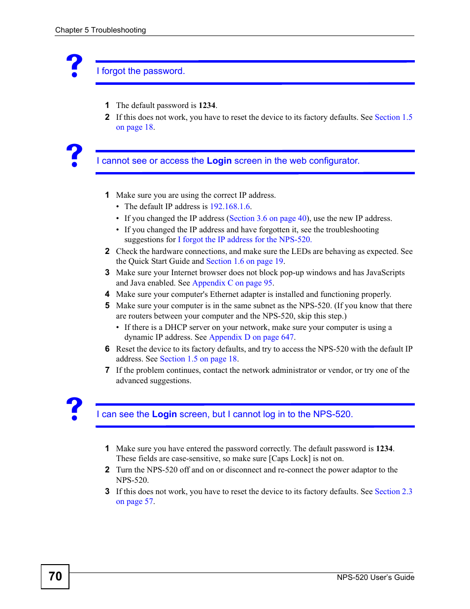 ZyXEL Communications NPS-520 User Manual | Page 70 / 112
