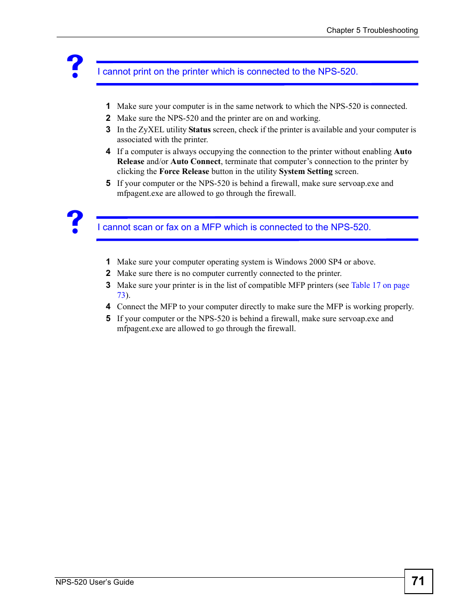 ZyXEL Communications NPS-520 User Manual | Page 71 / 112