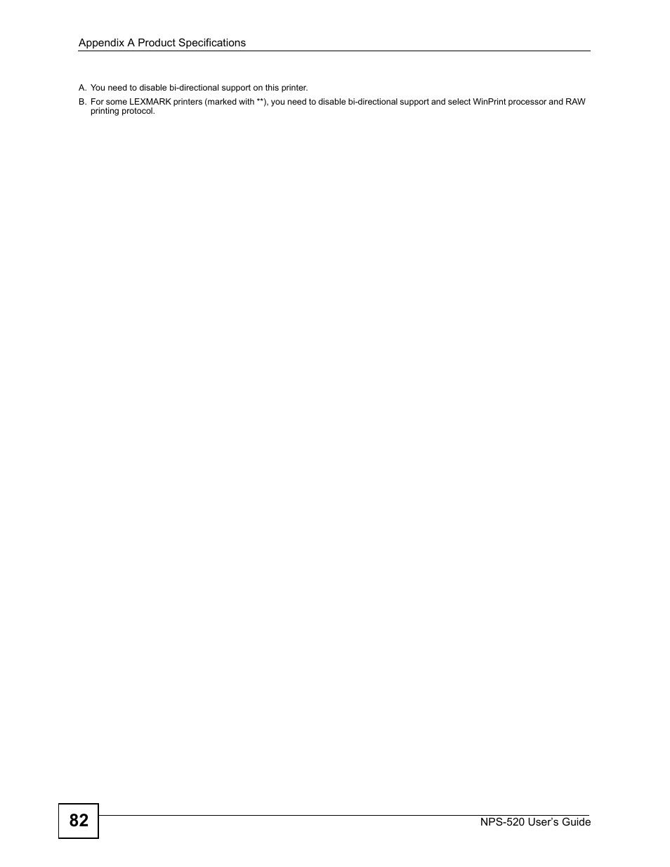 ZyXEL Communications NPS-520 User Manual | Page 82 / 112