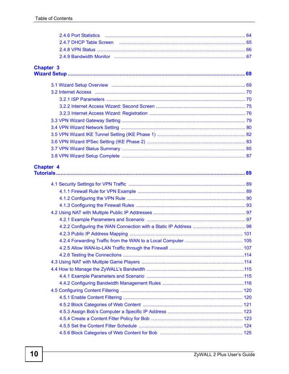 ZyXEL Communications ZyWALL 2 Plus User Manual | Page 10 / 686