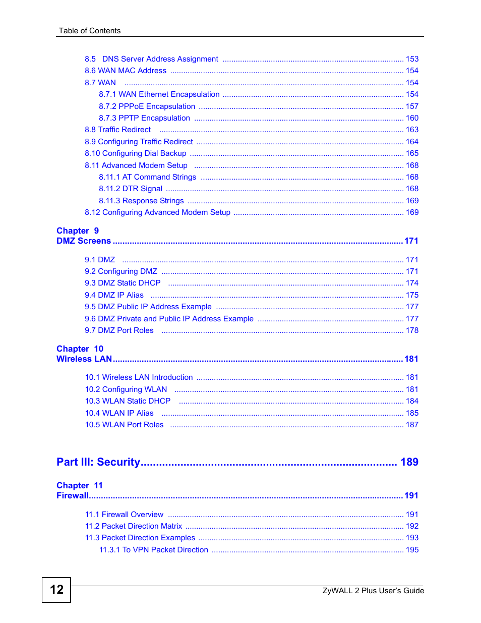 Part iii: security | ZyXEL Communications ZyWALL 2 Plus User Manual | Page 12 / 686